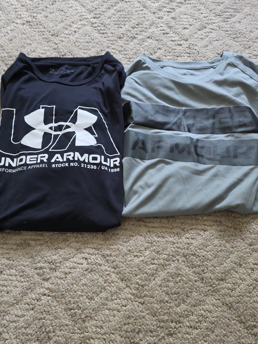 2 Under Armour Short-Sleeve Logo Tees in Black and Gray